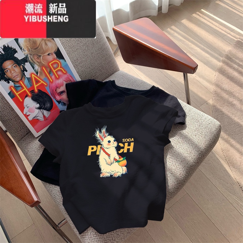 YIBUSHENG正肩短袖t恤女装2024季新款早春欧货小衫体恤春季上衣高清大图