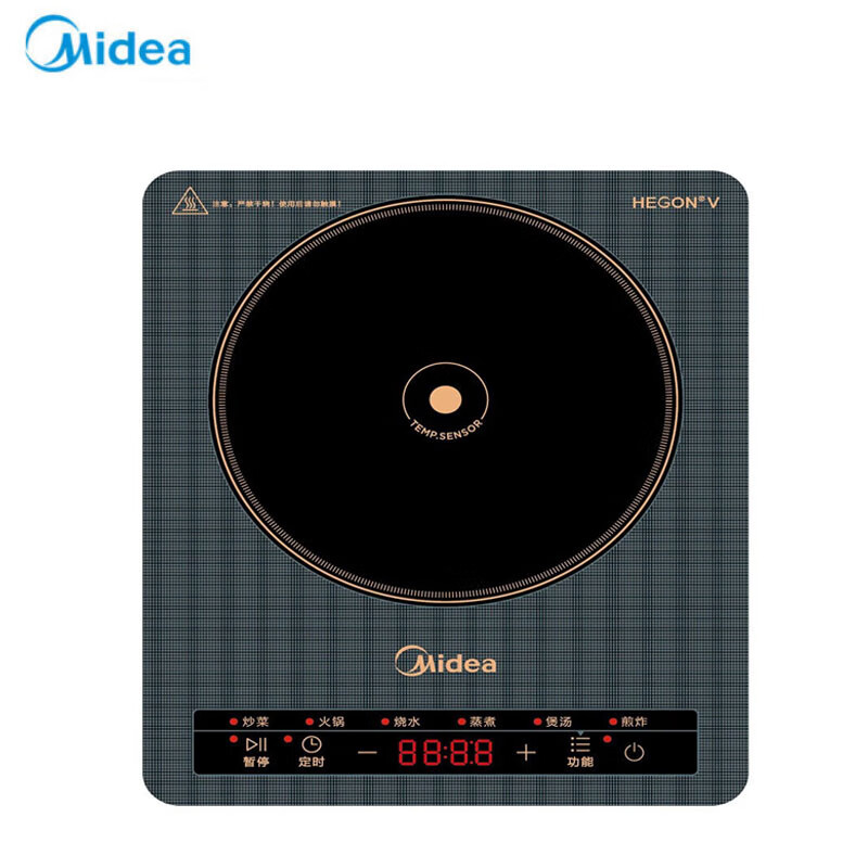 美的(Midea)电磁炉 家用2200W大功率 火锅炉汉森面板 电磁灶 智能定时 旋风防堵风机 MC-E22B04
