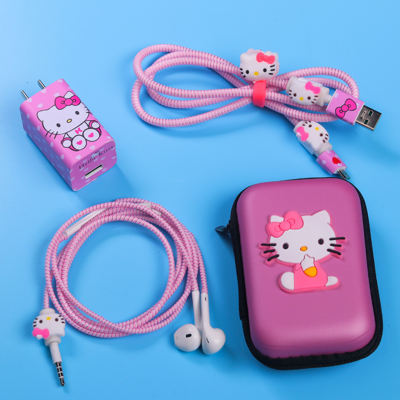 家柏饰(CORATED)手机数据线保护套oppo r9s/plus/r11充电器保护线耳机绕线器缠绕 KT猫+大包