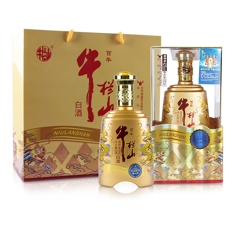 百年牛栏山二锅头白酒 浓香型 流金时光 42度礼盒500ml *6瓶整箱
