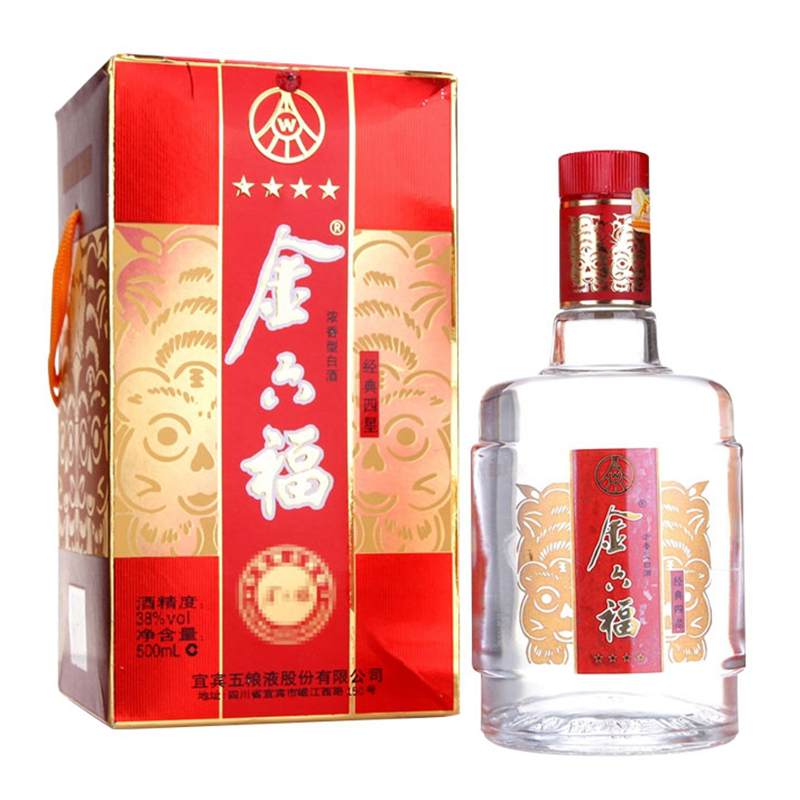 五粮液股份公司金六福经典四星38度四川宜宾浓香型白酒 500ml*6 整箱装