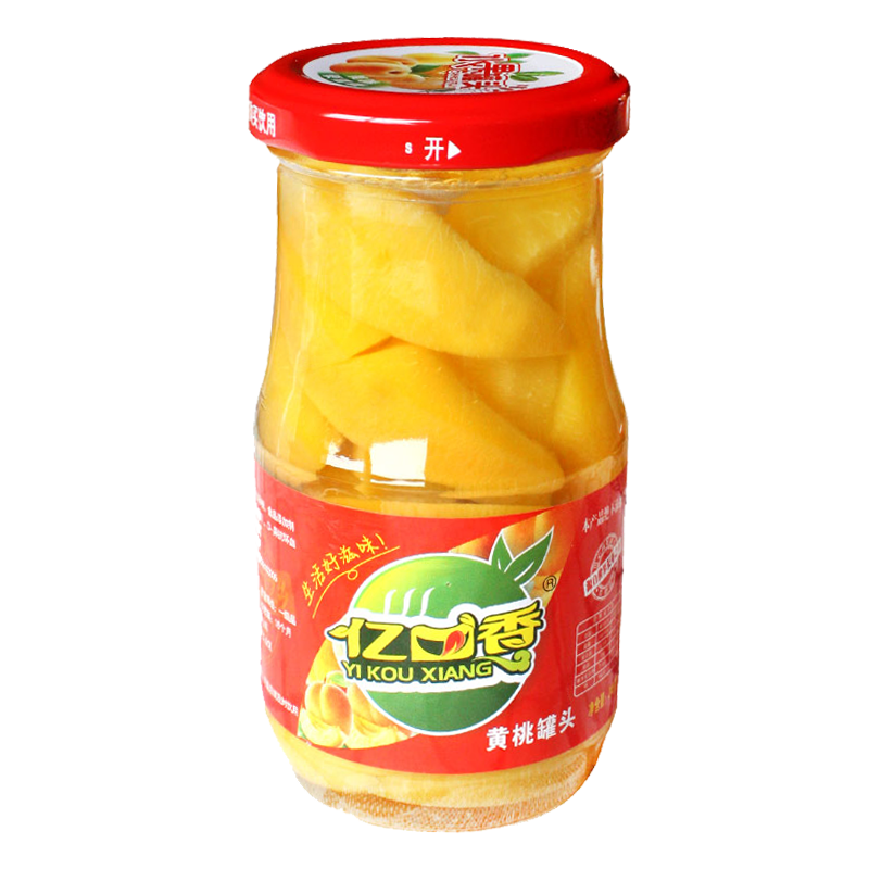 亿口香新鲜黄桃水果罐头245gX6糖水黄桃罐头玻璃瓶整箱桃片爽