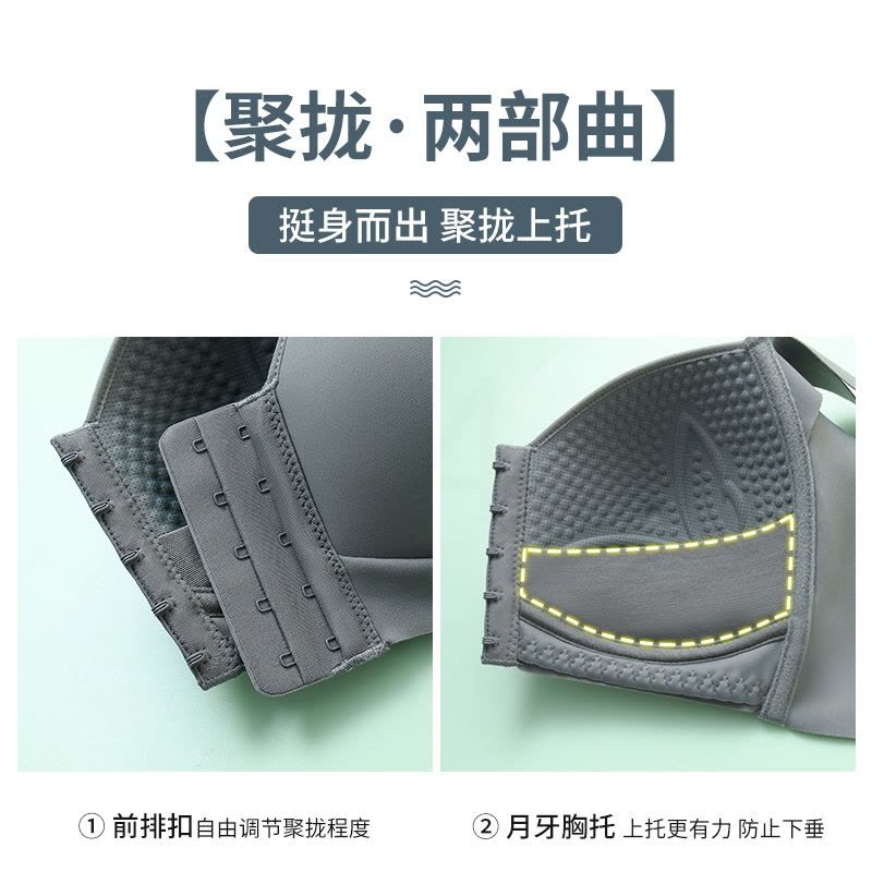 大码内衣胸大显小收副乳防下垂聚拢上托无钢圈前扣胖mm女士文胸罩图片