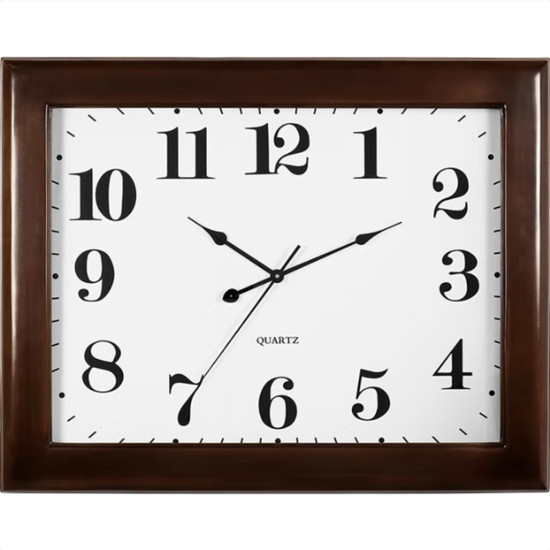 家用大尺寸客厅挂墙钟表石英钟方形简约现代挂钟时钟静音免打孔 巨大号100*80厘米 长方形