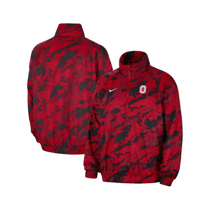 耐克(NIKE)男士scarlet牛津州 buckeyes连帽半拉链夹克轻便透气耐