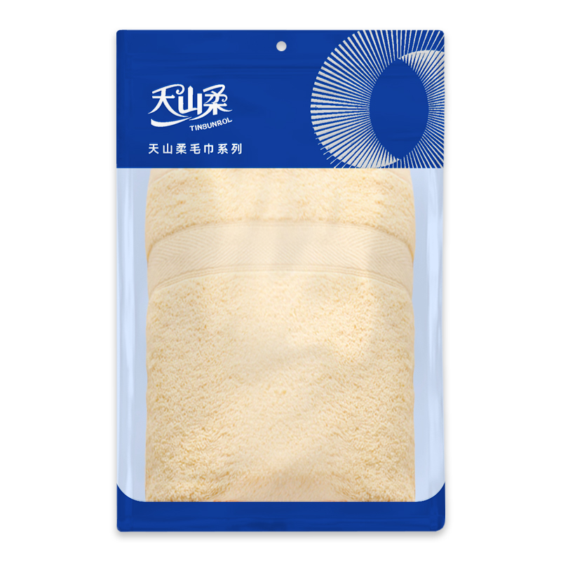 天山柔 33*74cm 110g 纯棉中国风 毛巾 (计价单位:条) 浅黄色高清大图
