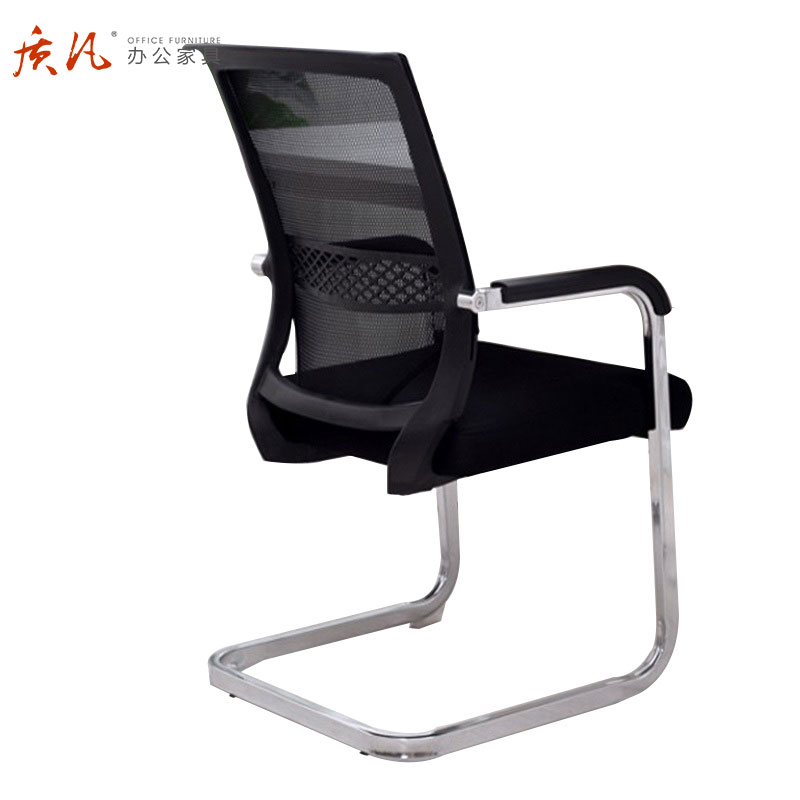 质凡 gxy-02黑色办公椅会议职员弓形椅高清大图