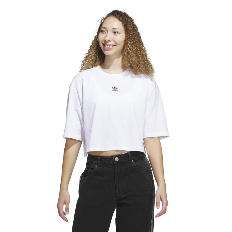 Adidas/阿迪达斯女士宽松街头运动POLO短袖T恤白色百搭简约潮流基