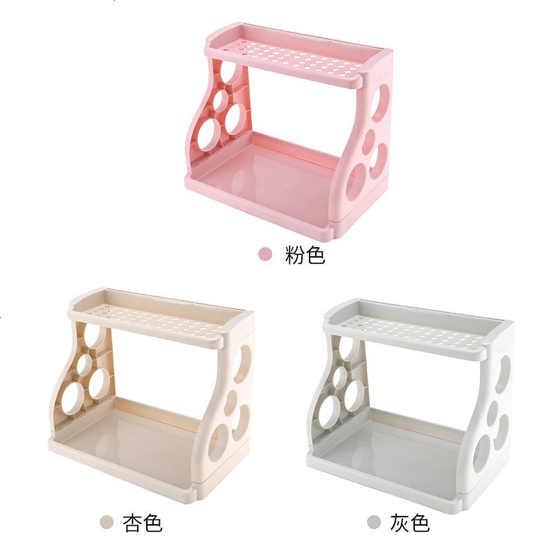 双层厨房置物架味料收纳架刀架免打孔落地塑料用品用具料整理