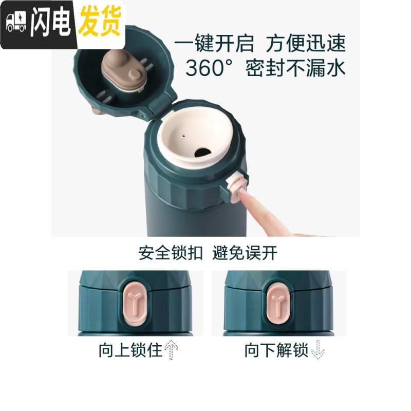 三维工匠保温杯女士可爱学生创意小巧个性潮流ins简约便携少女仙女水杯子 梦熊系列保温杯-言墨绿高清大图