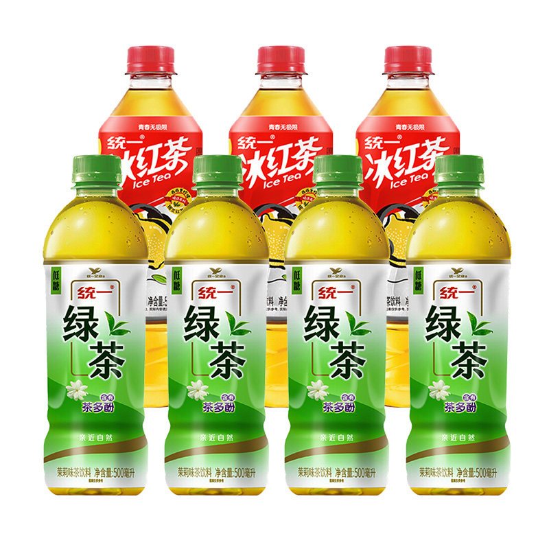 统一冰红茶绿茶柠檬味500ml瓶装夏季冷饮低糖饮品饮料