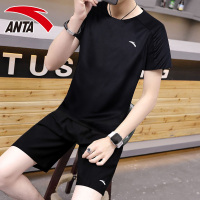 安踏运动套装男2022夏季运动套装男运动服透气短袖短裤速干休闲t恤加大薄款健身跑步服上衣短裤两件套运动服