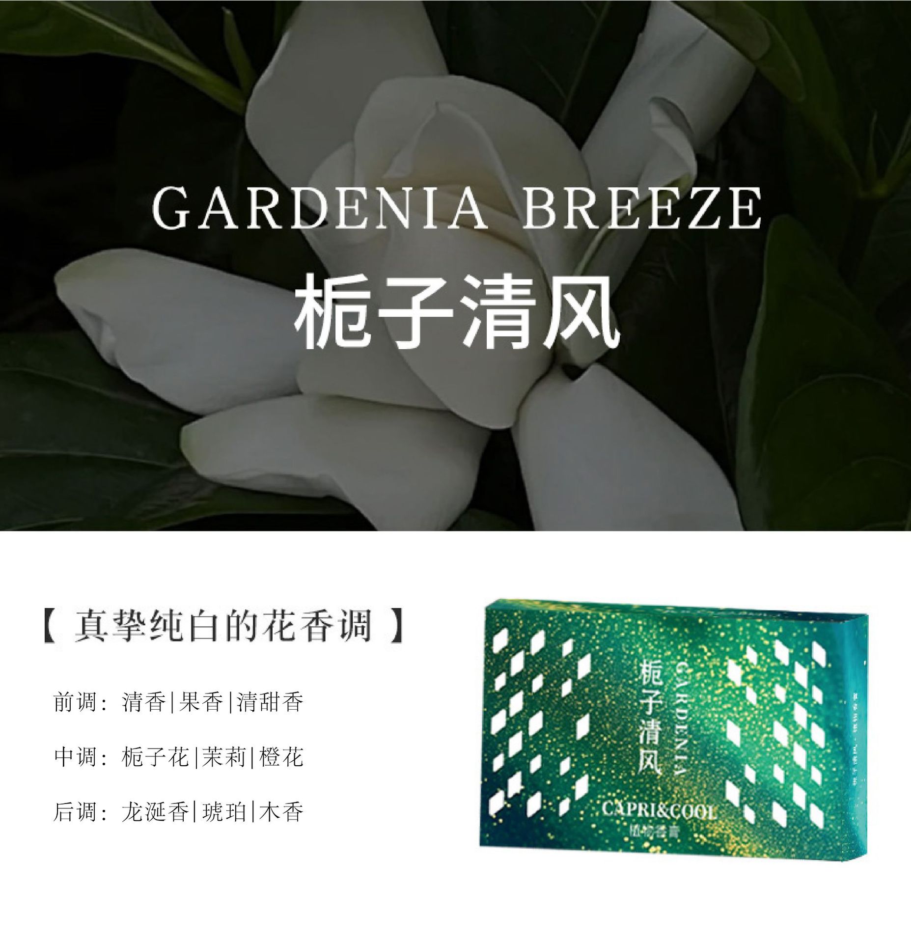 CAPRI&COOL创新隐藏式车载香砖香膏固体汽车香水香薰持久留香香氛摆件 栀子清风
