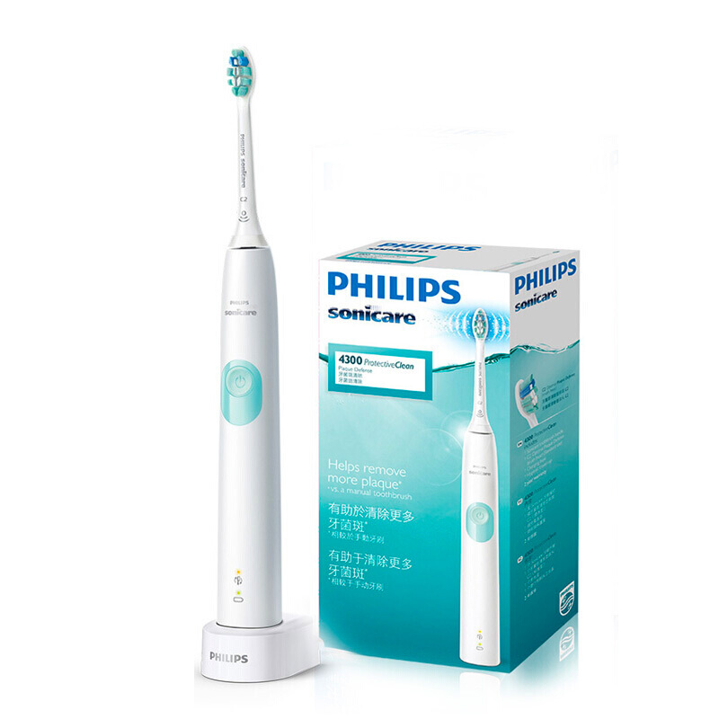 飞利浦(Philips)电动牙刷 成人声波震动式 男女充电式牙刷 力度感应 清洁牙菌斑 薄荷绿HX6807/02高清大图