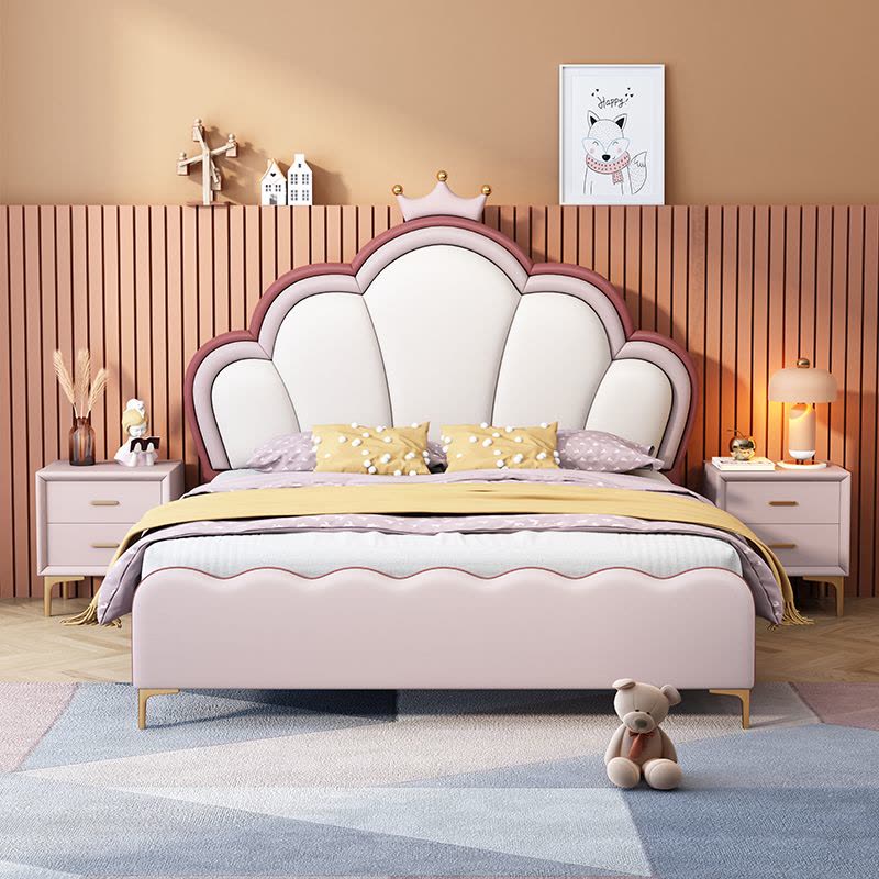 欧梵森 床 儿童床现代简约轻奢双人床实木床1.8m家用储物主卧床1.5m欧式大床软包意式极简皮艺床卧室家具图片