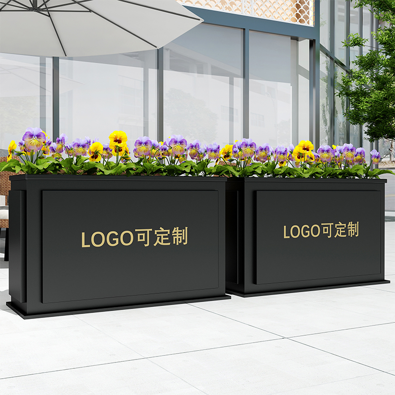 睿瑾匠鑫户外不锈钢花箱街道室外摆铁艺花槽长方形售楼部花盆广场移动