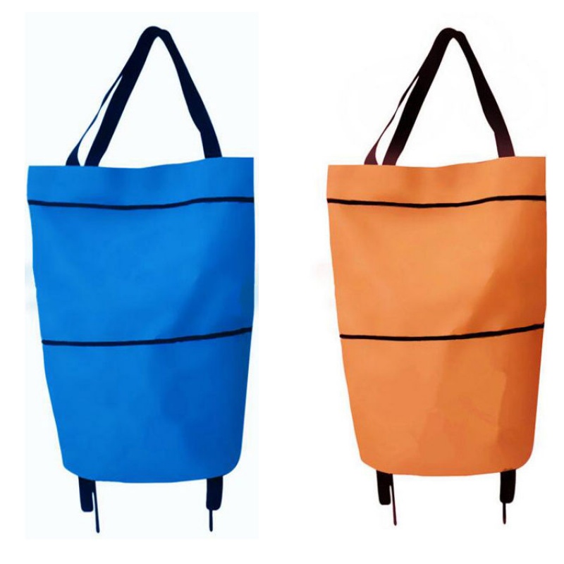 蓝色 橘色 【4色可选择】多功能可折叠购物车手提购物袋便携式买菜车