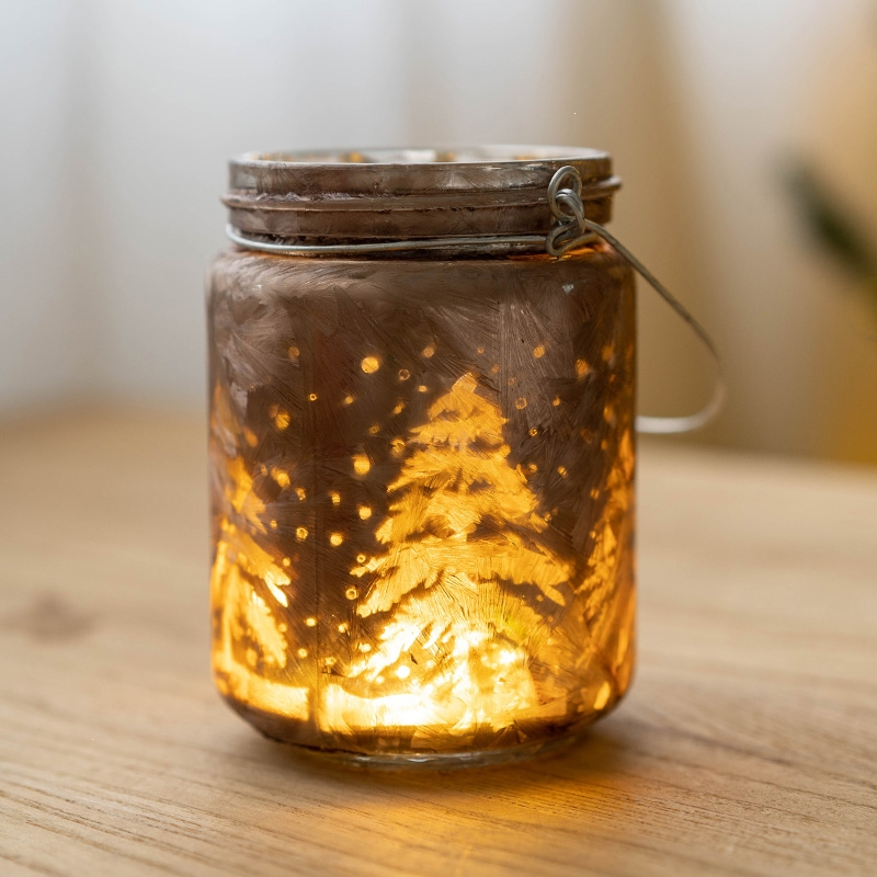 米魁圣诞节装饰玻璃烛台烛杯氛围装饰发光桌面摆件浪漫ins网红