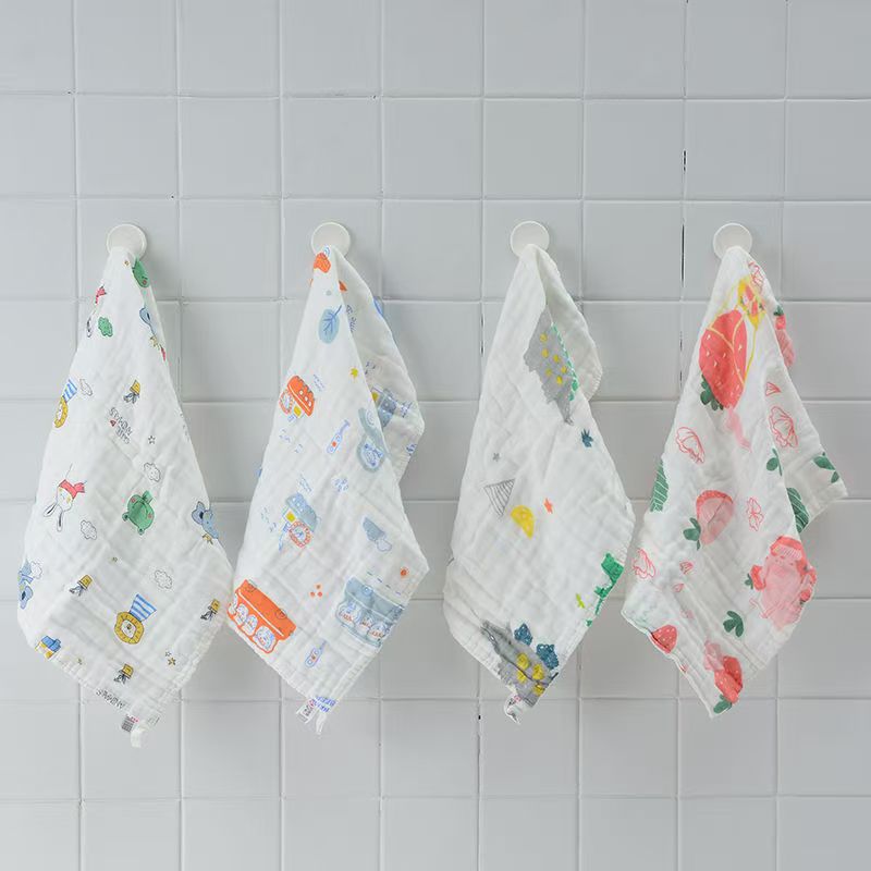 洁丽雅儿童纱布毛巾纯棉加厚卡通家用50*30cm 4条装高清大图