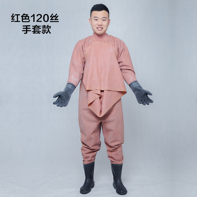 下水裤雨裤半身防水衣服橡胶捕捉鱼抓鱼全封闭皮叉挖藕潜连体衣鞋