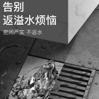 潜水艇地漏全铜防臭地漏芯枪灰色防臭地漏全铜拉丝方形面板厨房卫生间地漏MTK50-10官方旗舰店正品