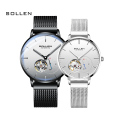 梭伦(SOLLEN)手表男女ins风简约时尚商务镂空一对1314情侣表自动机械表潮流女男士手表SL523 本白