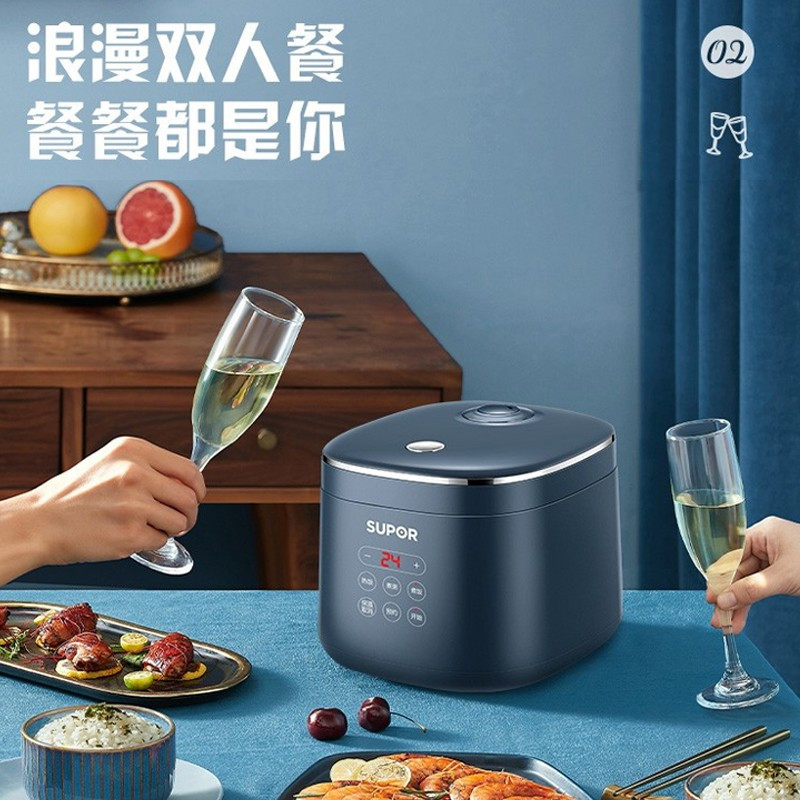 苏泊尔(SUPOR)2L电饭煲小型迷你小容量电饭锅不粘煮饭锅小功率1-2-3人单人宿舍多功能智能预约 SF20FC45