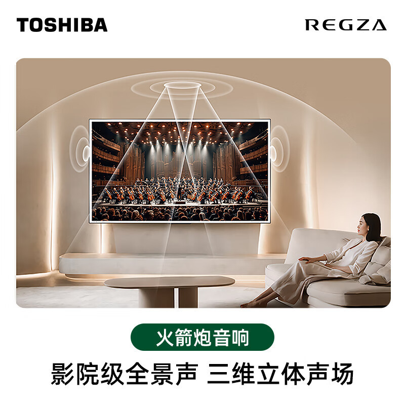 东芝85LA 85英寸 超薄零贴墙哑光屏显 DeepSeek AI艺术电视机 火箭炮音响240Hz高清大图