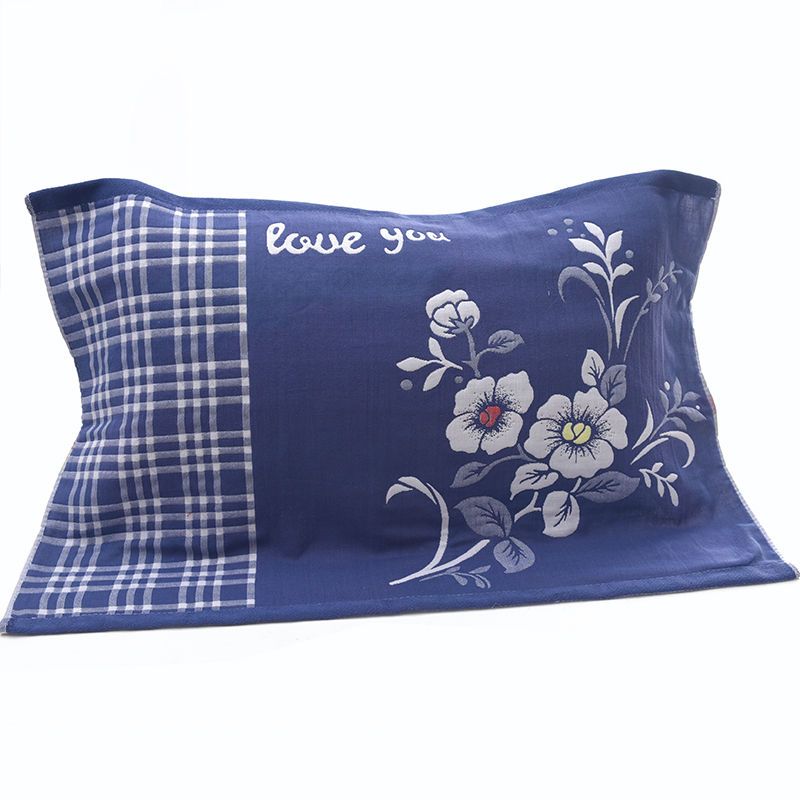 两条装枕巾纯棉一对三层纱布枕巾枕头巾52x78厘米单人大枕巾