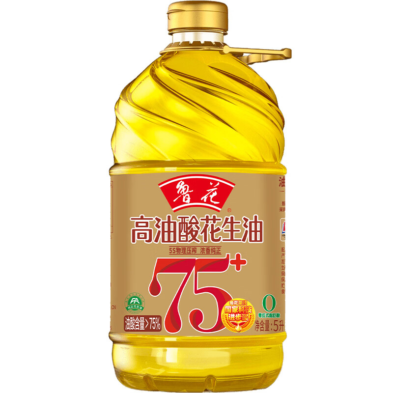 鲁花 食用油 5S压榨 高油酸花生油 5L高清大图