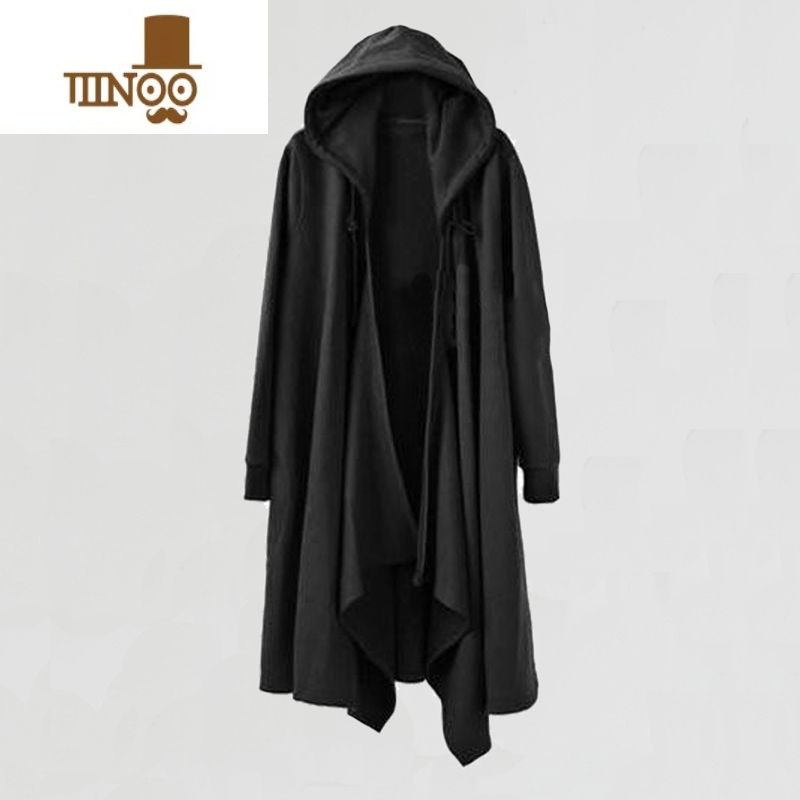 YANXU潮牌暗黑系卫衣男中长款过膝大码风衣连帽巫师袍披风斗篷外套高清大图