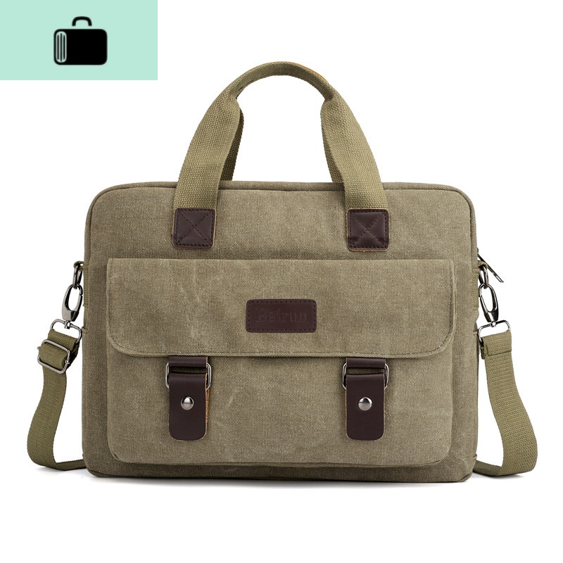 帆布挎包男士休闲商务邮差包男背包大容量手提单肩斜挎包NEW LAKE男士斜挎包 军绿色