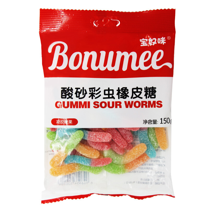 宝奴咪酸砂彩虫橡皮糖150g视频