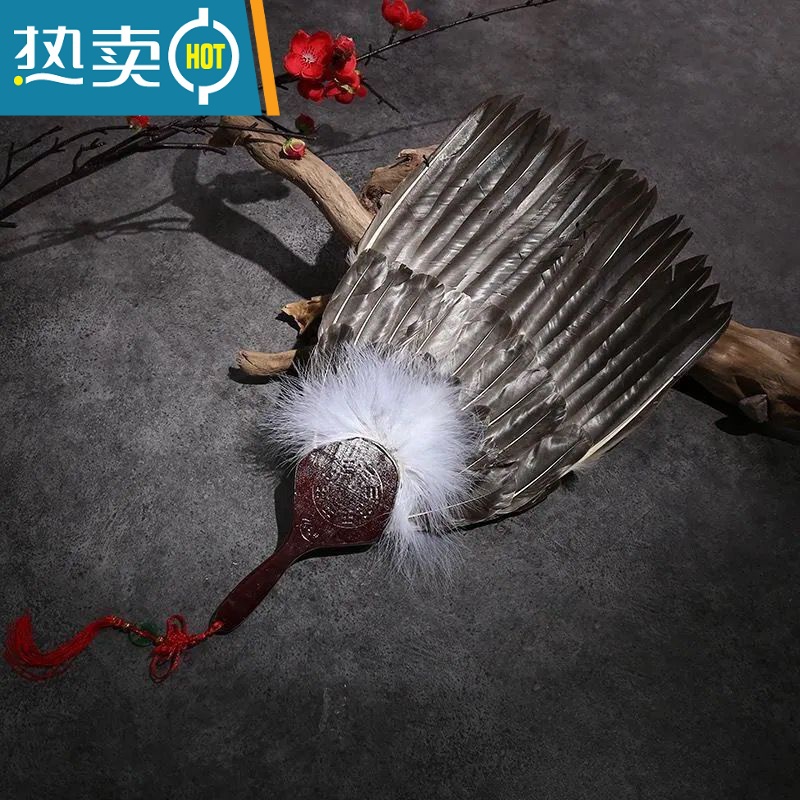 XIANCAI古风羽毛扇子诸葛亮同款鹅毛扇夏季便携蒲扇手工芭蕉扇中国风 简易款诸葛亮扇子高清大图