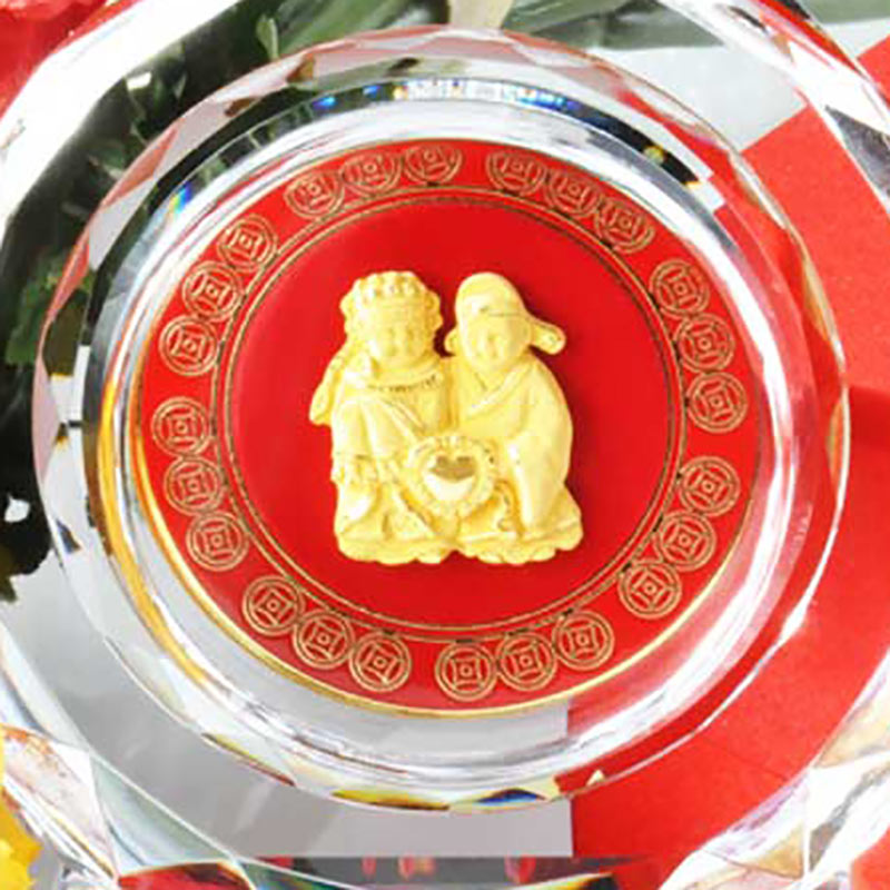 梦克拉 足金工艺水晶摆件 喜结良缘高清大图