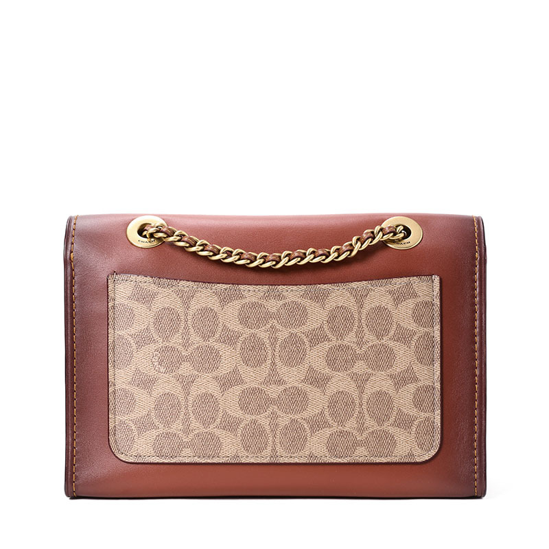 COACH 蔻驰 女包 PARKER口盖包 老花拼皮金扣30585 PVC\牛皮革