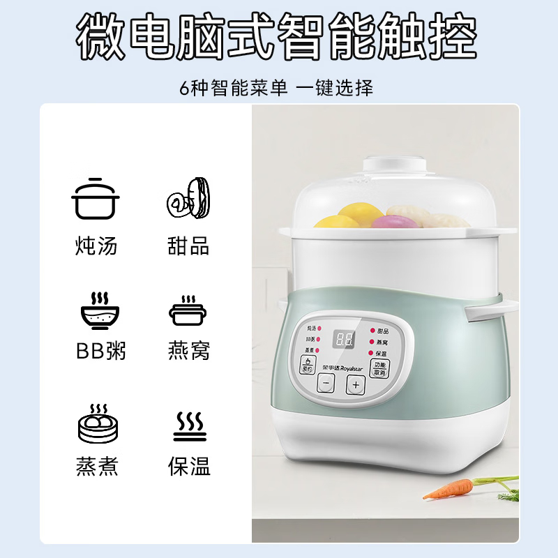 荣事达(Royalstar) 电炖盅 1L电炖锅 燕窝炖盅 隔水炖锅 宝宝辅食婴儿 bb煲迷你煮粥煲汤锅小容量白瓷高清大图