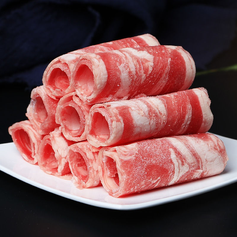 新鲜雪花肥牛卷冷冻牛肉卷微调火锅食材牛肉片非澳洲肥牛卷2斤肥羊卷2