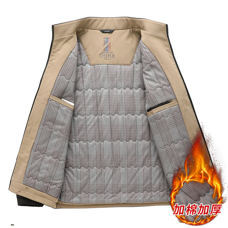 棉服男秋冬季新款加棉加厚中年商务休闲爸爸装立领夹克外套男高清大图