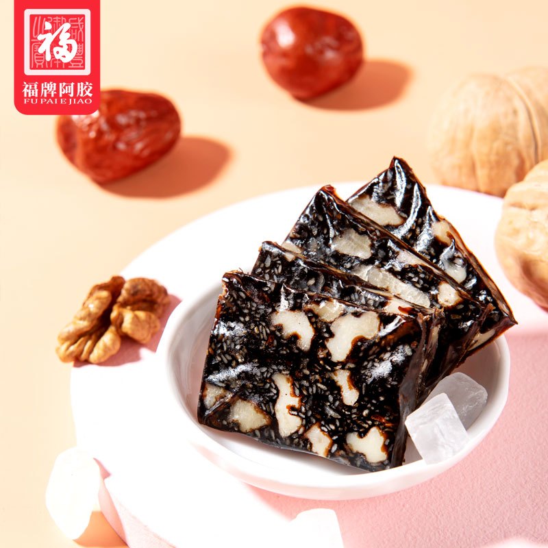 福牌阿胶糕500g玫瑰型阿胶固元膏铁盒礼盒即食阿胶膏