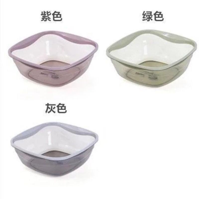 方形透明洗脸盆加厚塑料盆宿舍洗脸盆家用厨房洗菜盆婴儿洗屁股盆 小号单个透明盆