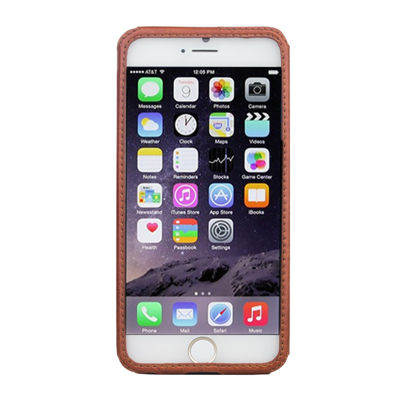 手机壳保护套 真皮 适用于苹果iPhone6 4.7/plus 5.5英寸 复古棕5.5寸+钢化膜