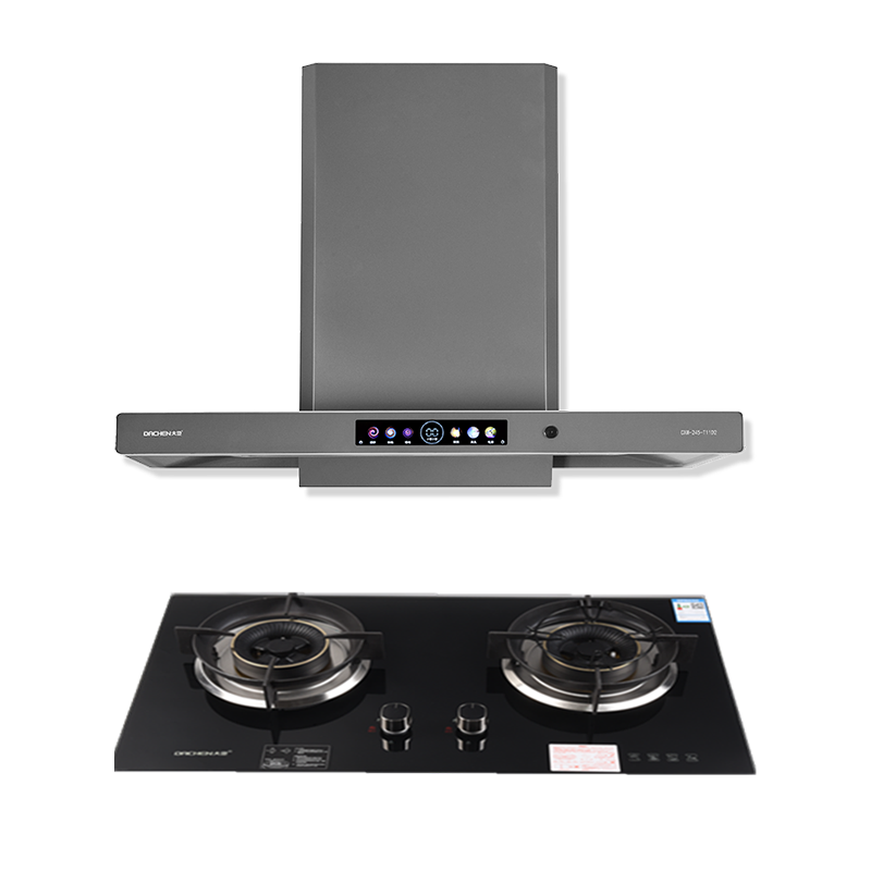 大臣(DaChen)厨电套餐欧式平板体感触控油烟机T11D2大火力旋火钢化玻璃灶具DC911L