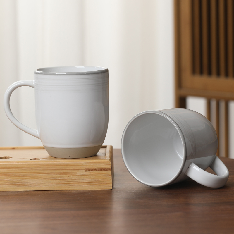 苏氏陶瓷(SUSHI CERAMICS)暗纹马克杯咖啡杯夏天凉水杯牛奶杯陶瓷杯子2个装