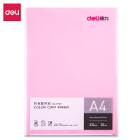 得力彩色A4复印纸7391/7393彩纸 a4彩色打印纸 80g复印纸彩色打印纸 100张 浅粉色7393