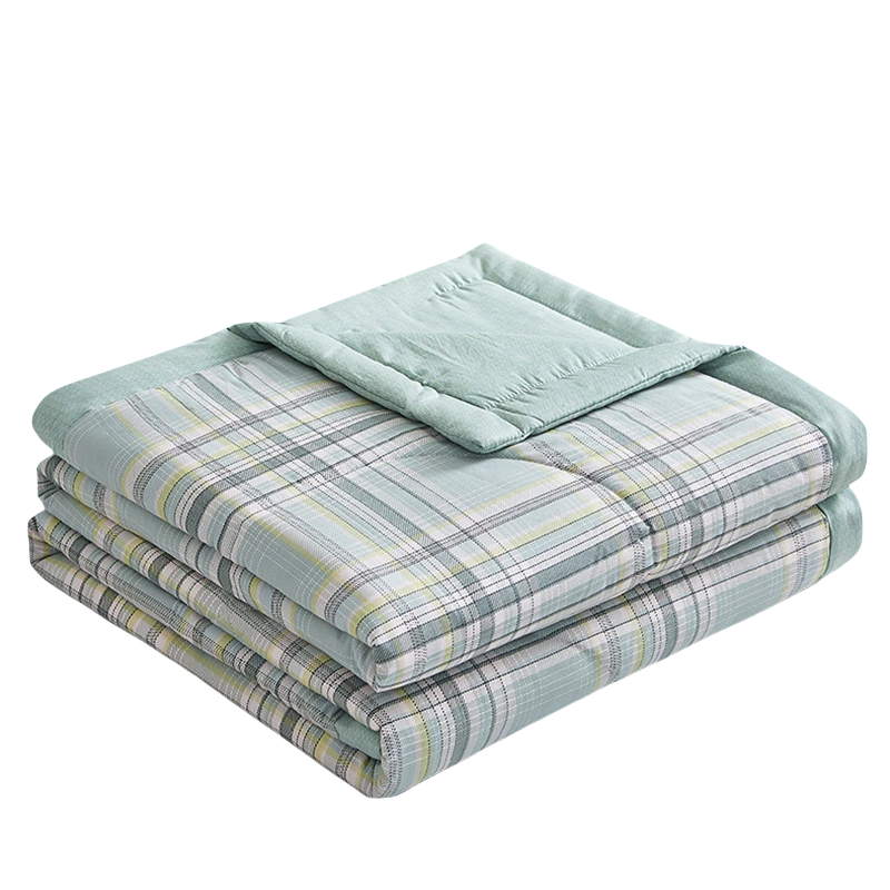 铭思沃三件套1.2米床 绿格 套高清大图