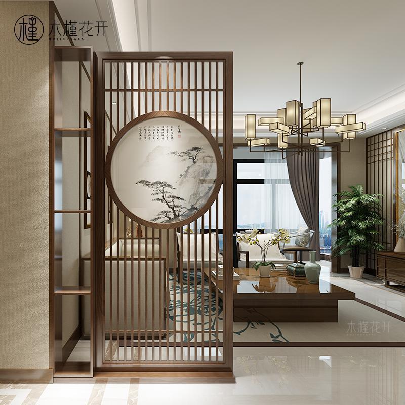 BONJEAN新中式屏风隔断墙客厅入户玄关实木现代简约装饰卧室遮挡家用座屏高清大图