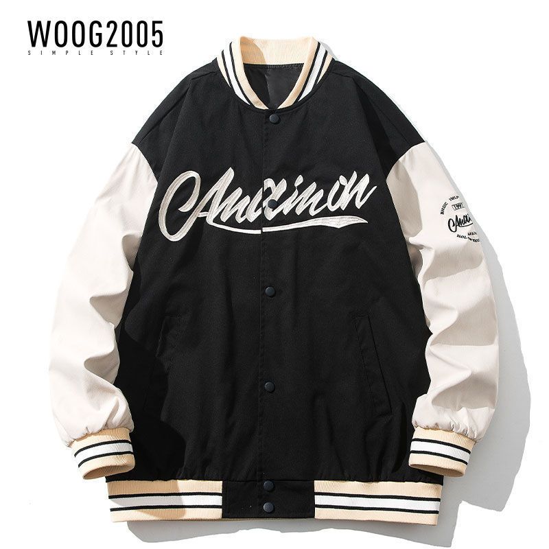 WOOG2005 夹克男宽松休闲外套男潮流时尚刺绣棒球服情侣百搭韩系