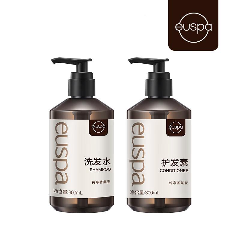 EUSPA闻花听雨洗发水 泡沫丰富 发丝清爽 黑瓶白标-洗发水护发素高清大图