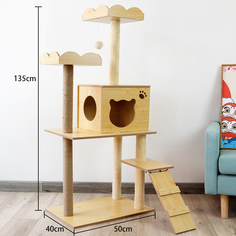 四季藤席猫抓板猫爬架大型猫抓柱密度猫树猫窝一体出口猫跳台 M013花边 默认尺寸